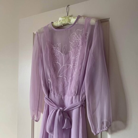 60s/70s Lavender Purple Formal Dress - Picture 3 of 5
